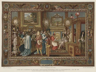 Audiëntie van Lodewijk XIV aan de pauselijke ambassadeur Sigismondo Chigi in Fontainebleau