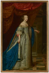 Portret van een vrouw, ten voeten uit, traditioneel geïdentificeerd als Henrietta Maria, koningin van Engeland