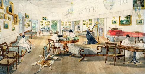 De zomerzaal in het huis van de kunstenaar in Patna, India, 11 september 1824