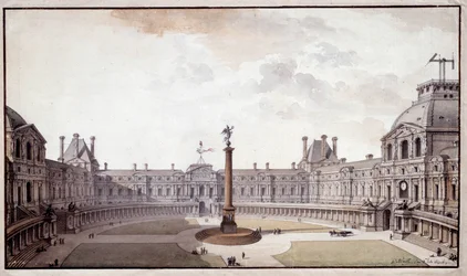 Architectuur: project om de Salon Carré du Louvre te herontwerpen. Tekening in inkt en pen door architect Charles de Wailly