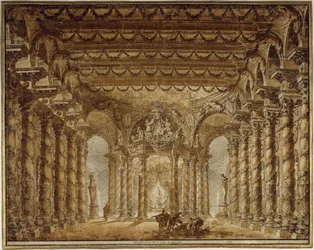 Toneelontwerp voor de opera Armide van Jean-Baptiste Lully, 1760