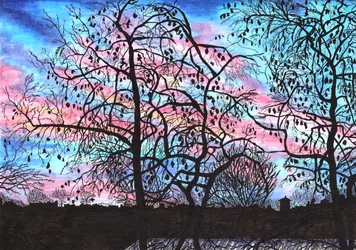 Zonsondergang vanaf een Berlijns Balkon, 2020