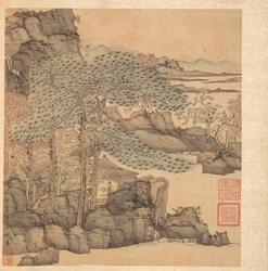 Schilderijen naar oude meesters: Geleerde lezend in een rieten hut bij een waterval, 1598-1652