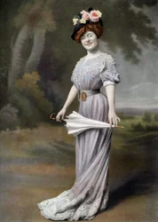 Franse comédienne Amelie Dieterle als Blanche in toneelstuk "La ponette", Parijs, foto door Cheri Rousseau uit krant "Le Theatre" 1 augustus