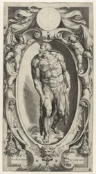 Johannes de Doper in een cartouche Figuren uit het Laatste Oordeel in de Sixtijnse Kapel