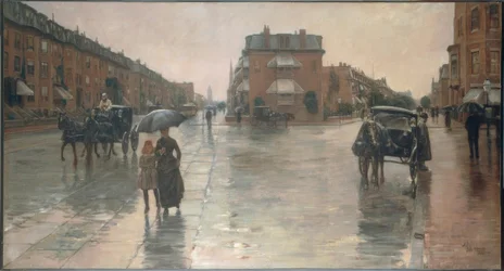 Regenachtige dag in Boston, 1885