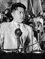 Portret van Kim Il Sung, president van de Democratische Volksrepubliek Korea
