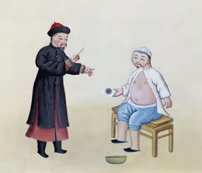 Een acupuncturist met zijn patiënt, c.1785 (wc op papier)