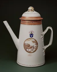Wapenschild Koffiepot, met de wapens van Machenzie, ca. 1790