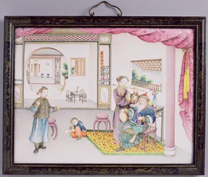 Keizerlijk Canton-paneel, Qianlong-periode, 1736-95 (email repousse)