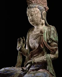Grote zittende bodhisattva met opgeheven handen, Jin-dynastie (1115-1234) (detail)