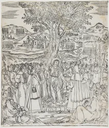 Sint Johannes de Doper predikend, plaat uit Giulio Alenis Tianzhu jiangsheng zhuxiang jingjie (Een geïllustreerde geschiedenis van de Heer des Hemels die vleesgeworden is)