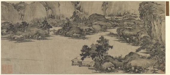 Geleerden retraite aan de rivier, mogelijk Qing-dynastie