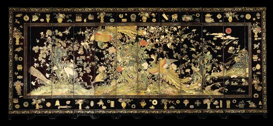 Twaalfdelig scherm met feniksen, eind 18e eeuw
