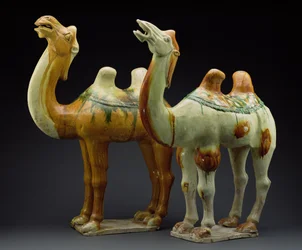 Twee kamelen, Tang-dynastie (618-907) (geglazuurd aardewerk)