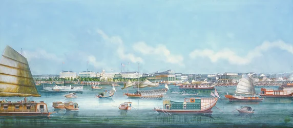 Uitzicht op de Waterkant in Canton, ca.1855