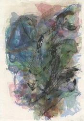 Abstracte compositie, Organische vormen/plantenserie, 2021 (aquarel, gouache  houtskool op aquarelpapier)