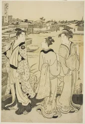 Ono no Komachi bij de Seki Tempel, uit de serie De Modieuze Zeven Komachi (Furyu nana Komachi), c.1788