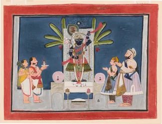 Rawat Gokul Das en Rawat Nahar Singh van Devgarh bij Aanbidding
