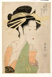 Portret van de courtisane Tsukasa Dayu van Higashi Ogiya in de Shinmachi wijk van Osaka