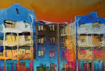 Levendige stadsreflecties