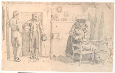 De timmerman brengt de doodskist naar het dode kind