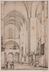 Deens: Prospectus van het interieur van het noordelijke dwarsschip van de kathedraal van Aarhus
