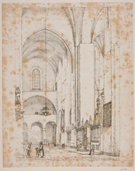 Prospect van het interieur van de noordelijke kruisarm van de kathedraal van Århus