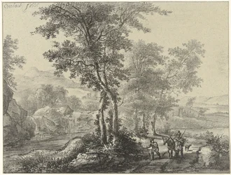 Bosrijk landschap met reizigers