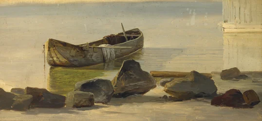 Een uitgeholde kano op de Starnberger See, 1845
