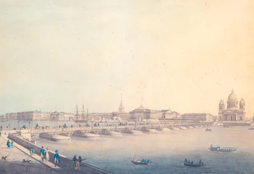 Uitzicht op de Sint-Isaacbrug in Petersburg, voor 1820