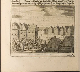 Moskou Illustratie uit Reizen naar de Grote Hertog van Muscovy en de Koning van Perzië door Adam Olea