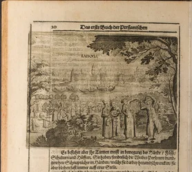 De vesting van Staraya Ladoga Illustratie uit Reizen naar de Grootvorst van Moskou en de Koning
