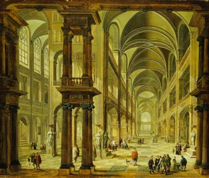 Een Imaginair Kerkinterieur met Figuren