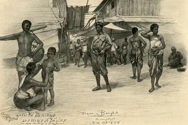 Straatscène, Bangkok, Siam, 1898
