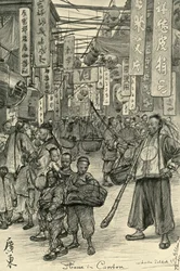Straatscène, Canton, China