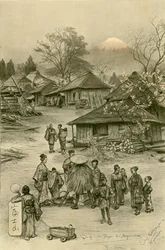 Dorp bij de berg Fuji, Miyanoshita, Japan, 1898