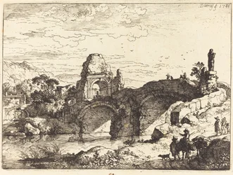 Landschap met een Brug en Verwoeste Toren