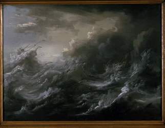 Zee storm en schipbreuk