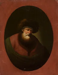 Oude man met groene stof