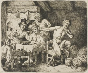 De sater in het boerenhuis