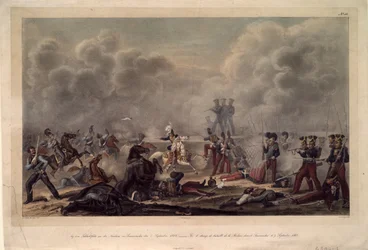Op het slagveld van Borodino voor het dorp Semenovsky