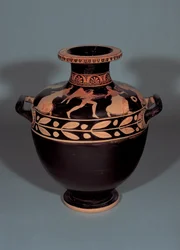 Attische rood-figuur hydria met Boreas die Oreithyia achtervolgt, 440-430 v.Chr.