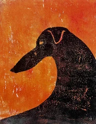 Oranje silhouet van een windhond