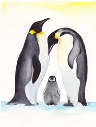 De lieve pinguïnfamilie