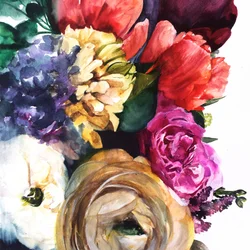 Weelderige aquarelbloemen