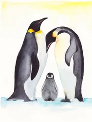 Familiefoto van pinguïns