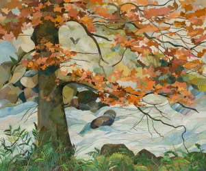 Herfstboom, 2016 (aquarel geschilderd papier collage)
