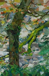 Honister Boom en Gevallen, 2023 (aquarel geschilderd papier collage)