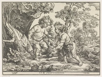 Christuskind en Johannes de Doper spelend met het lam